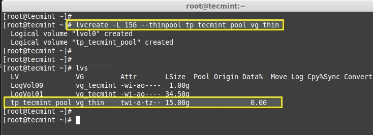 Create Thin Pool