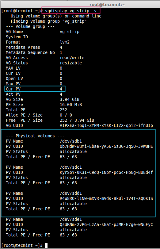 Volume Group Information