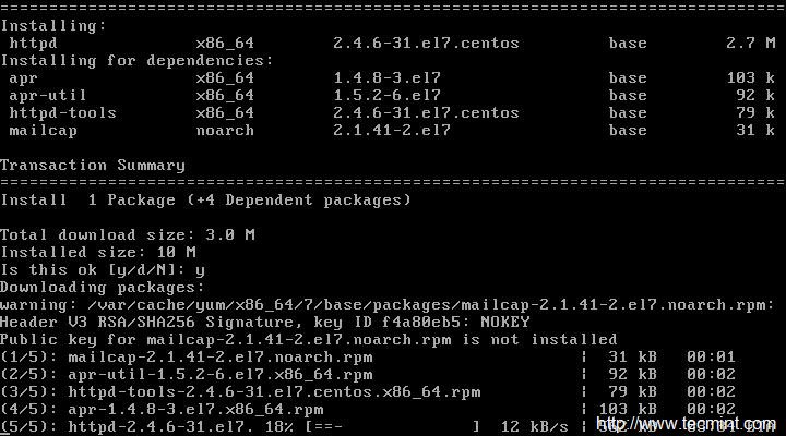 在 CentOS 上安装 Apache