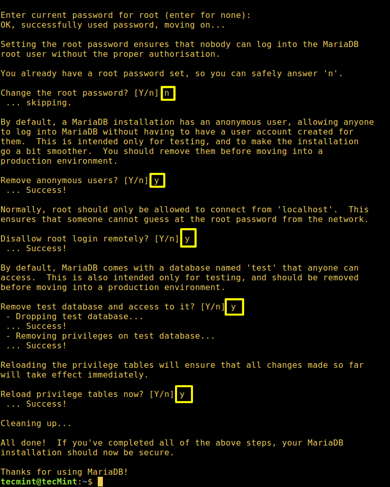 Secure MariaDB Installation