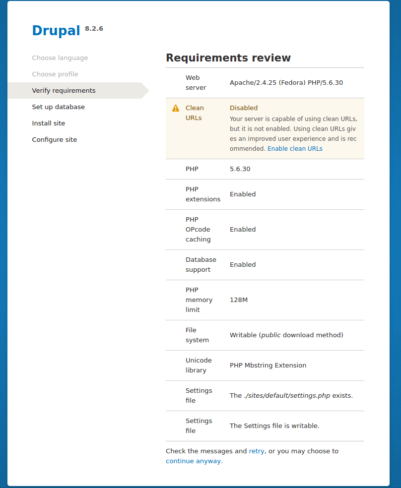 验证 Drupal 需求