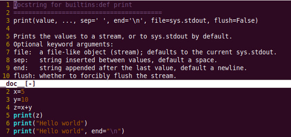 How to view python help when using vim