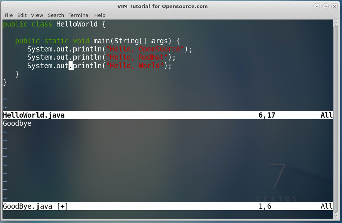 Split mode in Vim