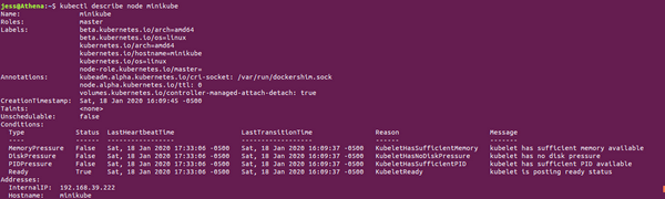 output of kubectl describe node