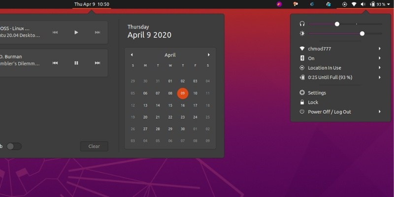 Yaru Dark Shell Theme in Ubuntu