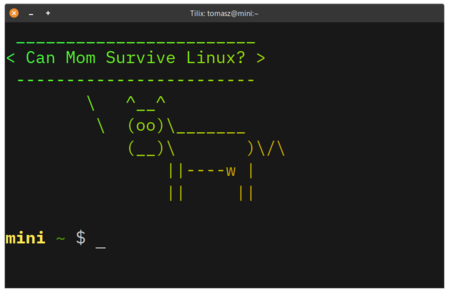 Cowsay “Can Mom Survive Linux?”