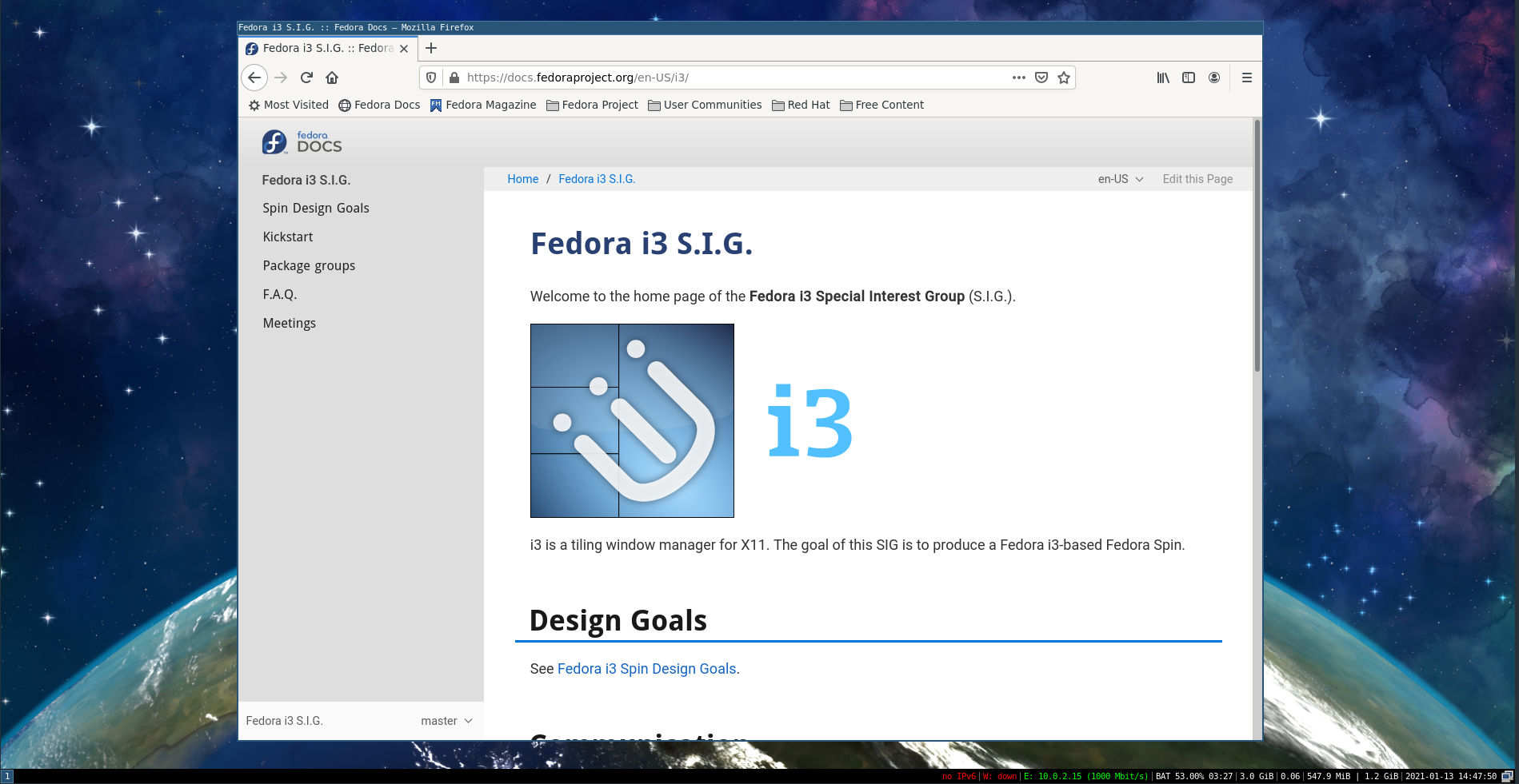 Fedora i3 Tiling WM